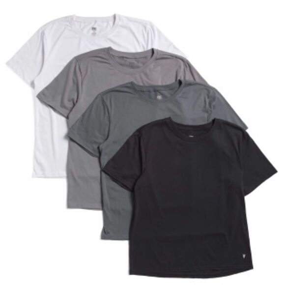 FRYE Black Gray White 4 Pack Short Sleeve Crewneck Cotton Blend Tee - Picture 1 of 11